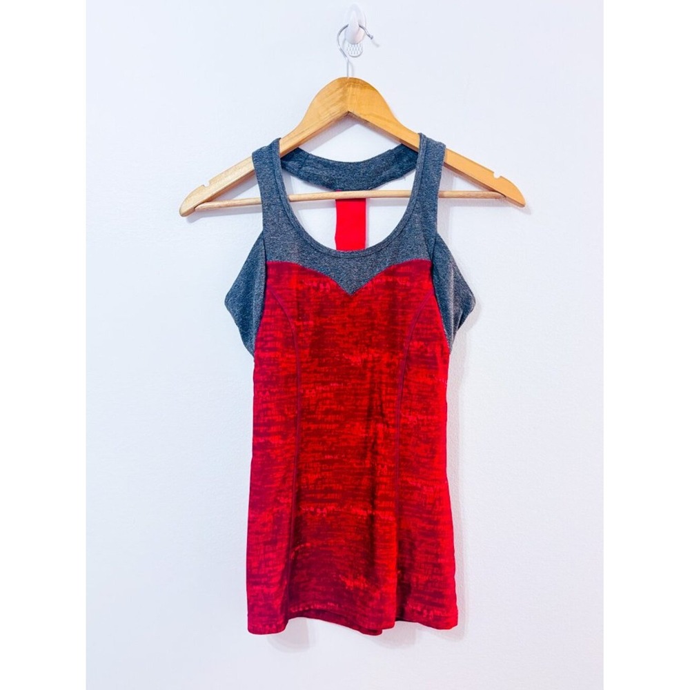 MONDETTA Red Racerback Athletic Tank Built‎ In Bra Stretch Workout Top X-Small